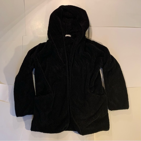 🖤ANNA KACI CALIFORNIA WOMENS BLACK SOFT FAUX FUR HOODED PONCHO COAT SIZE L/XL🖤 - Picture 1 of 4